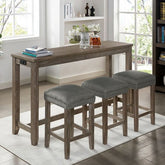 Caerleon 4 Pc. Counter Ht. Dining Set Model Cm3474Gy-Pt-4Pk-Stool By Furniture Of America
